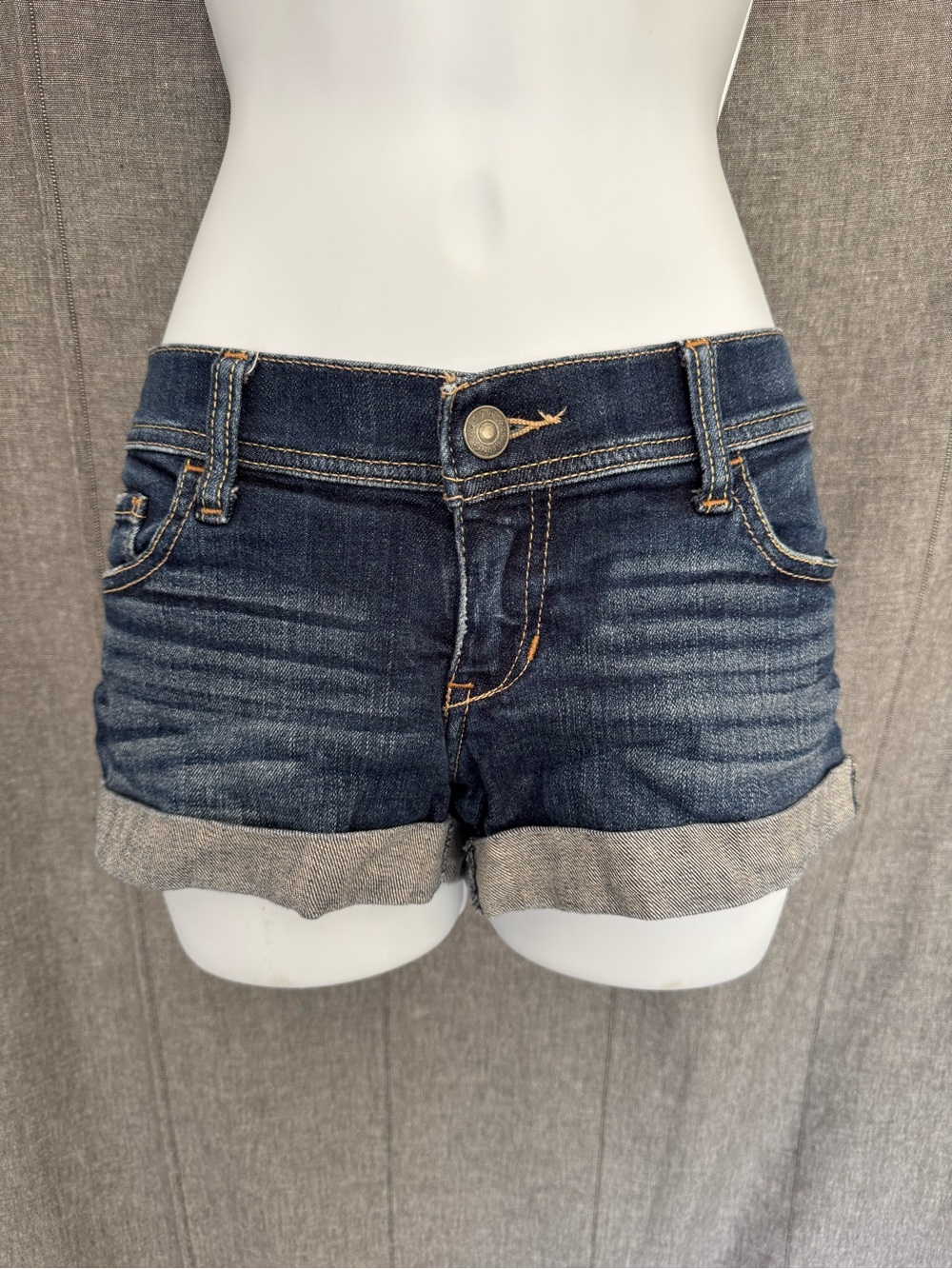 Cheeky Stretch Denim Mini Shorts Distressed Cuffed W 26 Y2K Summer Gilly Hicks 2